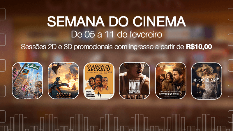 Ilustração do evento: Cinema do Patteo Urupema Shopping terá ingressos a partir de R$ 10
