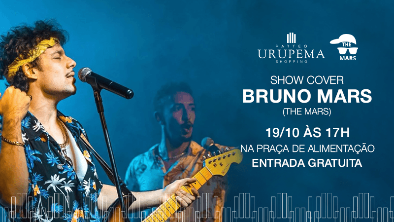 Ilustração do evento: Patteo Urupema Shopping traz show cover de Bruno Mars no domingo