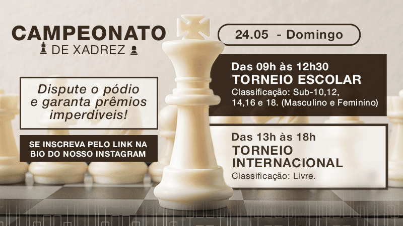 Ilustração do evento: Patteo Urupema Shopping recebe campeonato de xadrez com presença de Di Berardino, mestre internacional