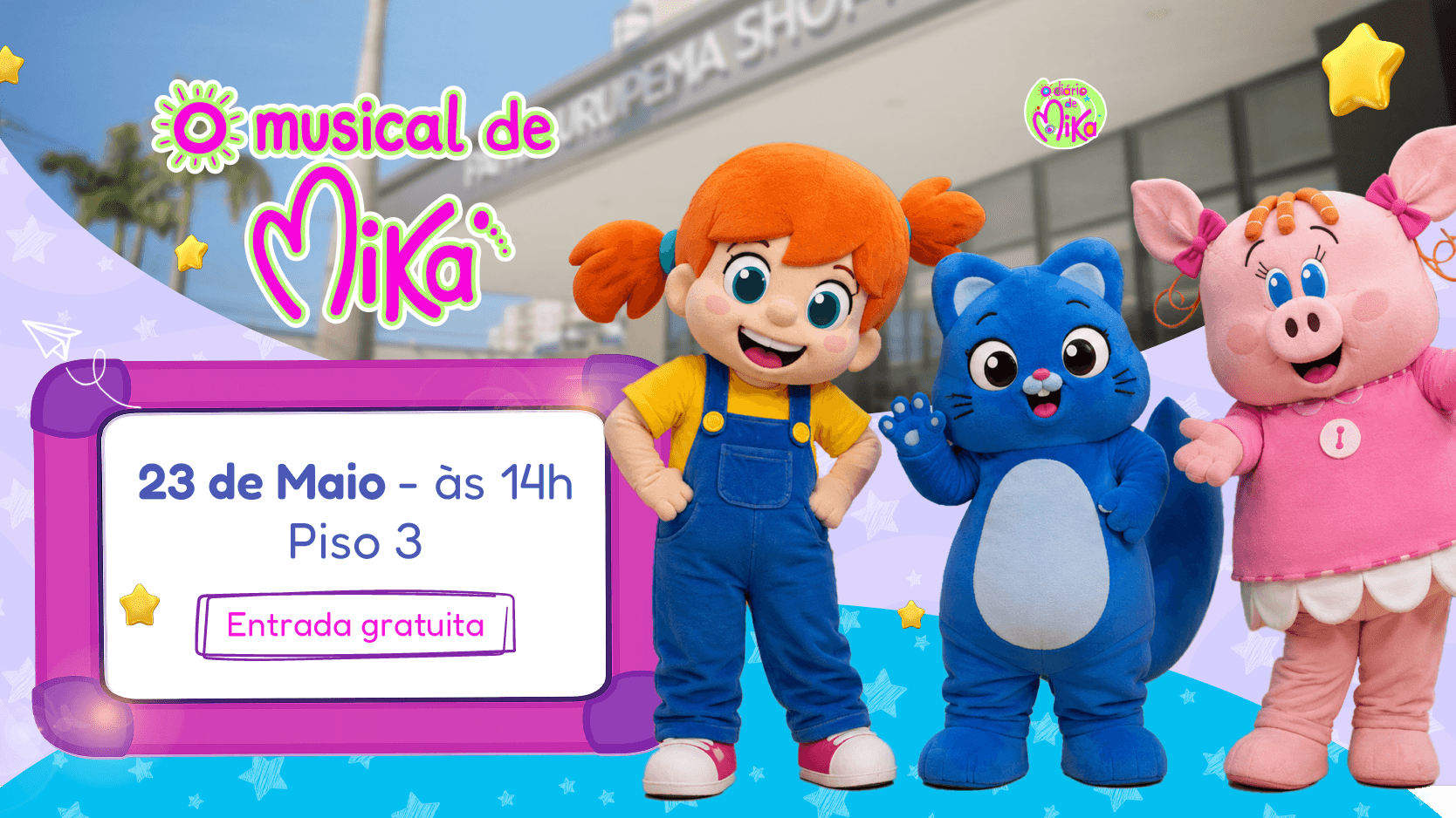 Ilustração do evento: Patteo Urupema Shopping traz musical da Mika no próximo sábado